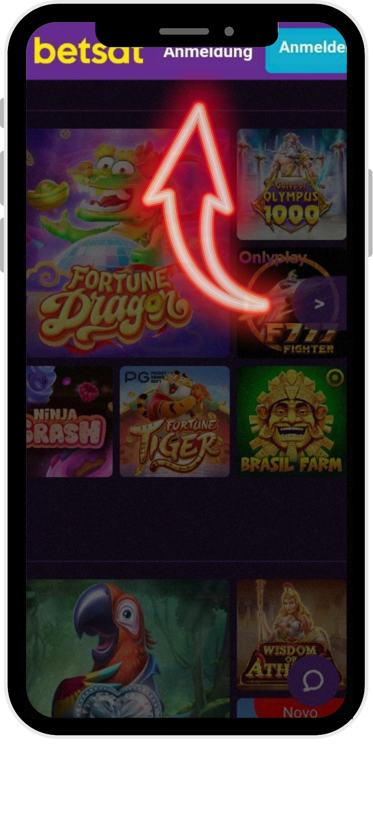 Betsat Anmeldebutton betsat login